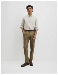 Country Road Regular Fit Tapered Linen Pant in Khaki