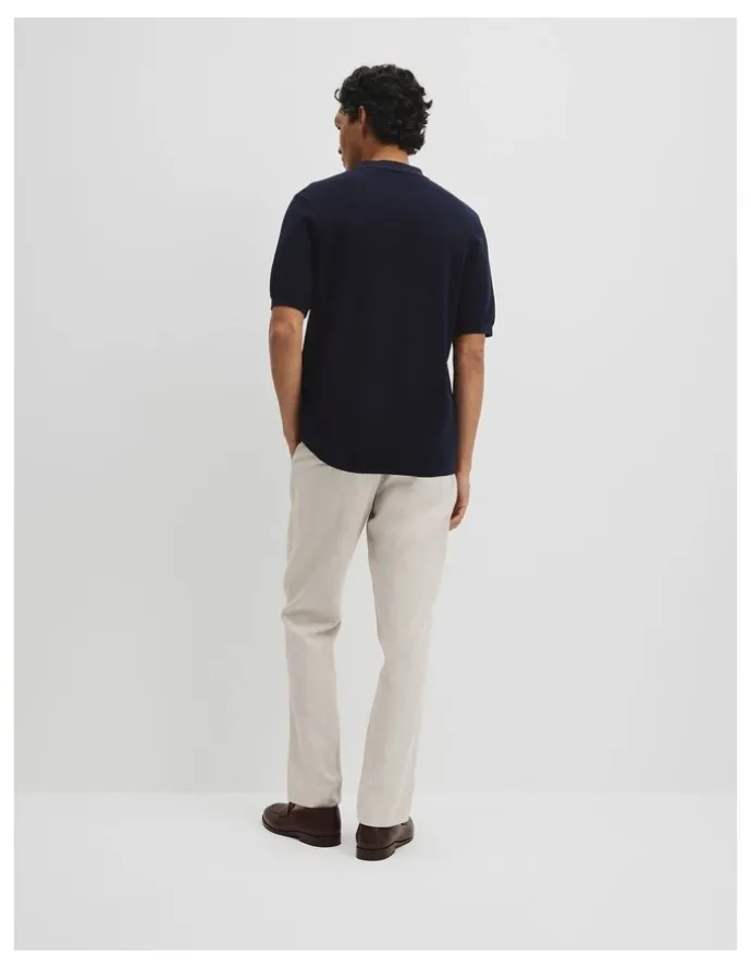 Country Road Short Sleeve Good Earth Cotton Pique Knit Polo in Midnight