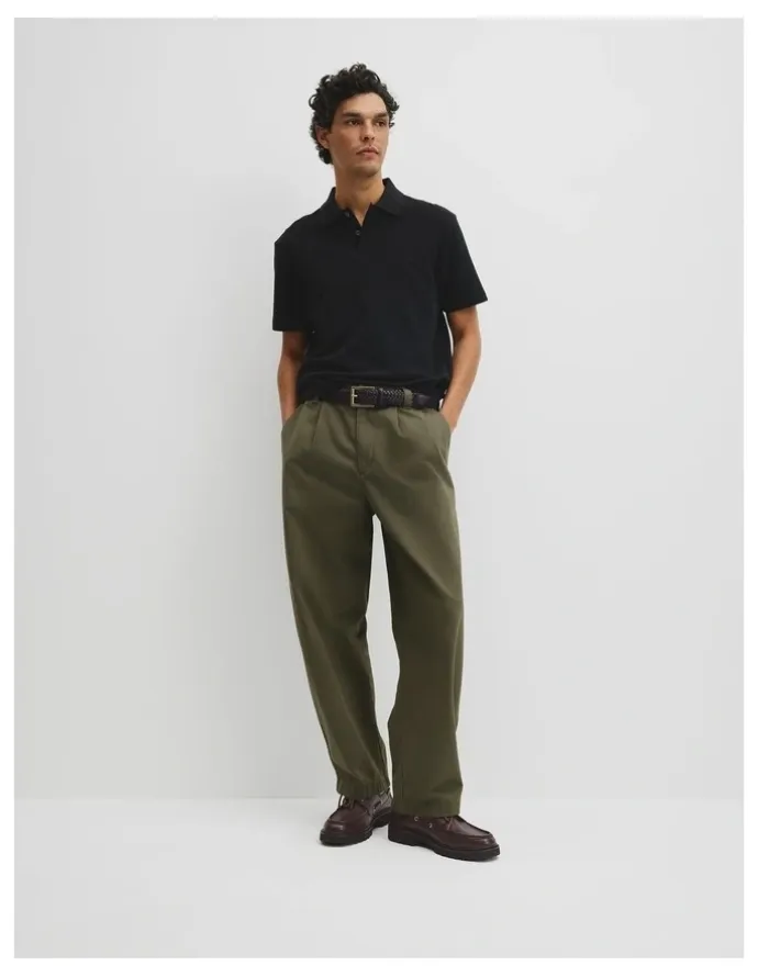 Country Road Short Sleeve Waffle Button Polo in Black