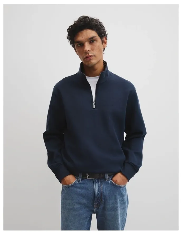 Country Road 1/2 Zip Texture Sweat in Navy