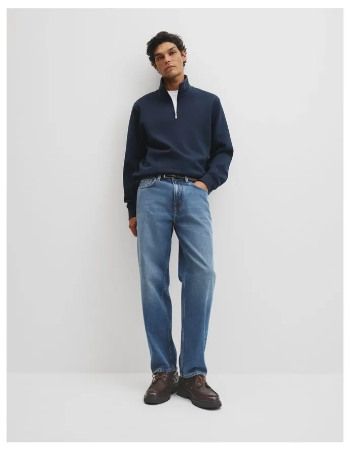 Country Road 1/2 Zip Texture Sweat in Navy