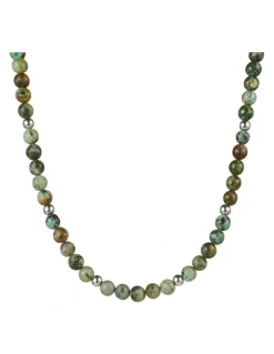 Cudworth African Bead And Stainless Steel Neck Chain in Turquoise