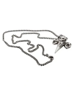 Cudworth Alloy And Triple Skull Cross Pendant On Chain in Silver