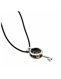 Cudworth Alloy Coin And Key Pendant On Rubber Chain in Silver