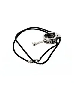 Cudworth Alloy Coin And Key Pendant On Rubber Chain in Silver