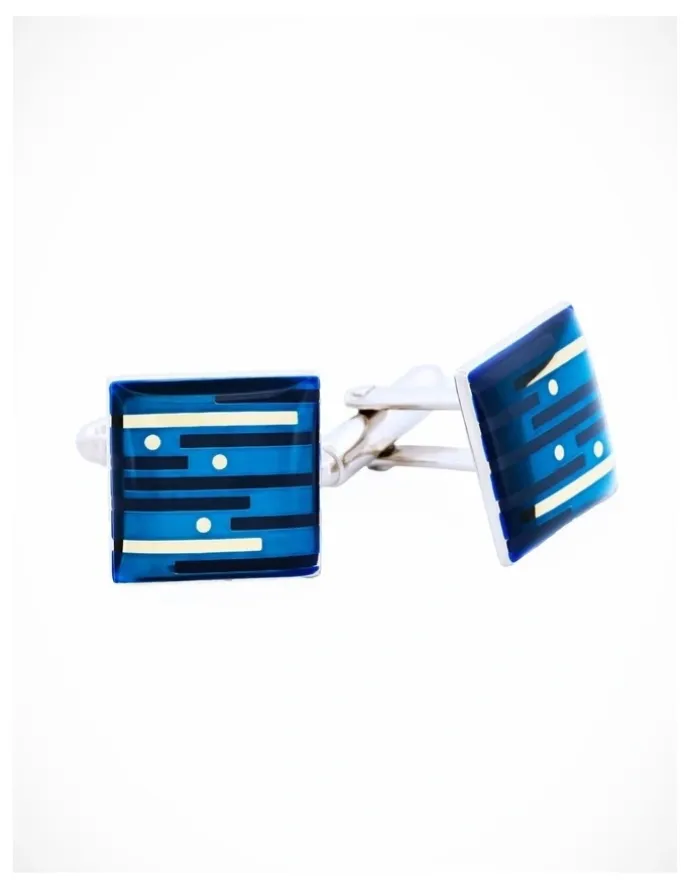 Cudworth Blue and Silver stripe design square