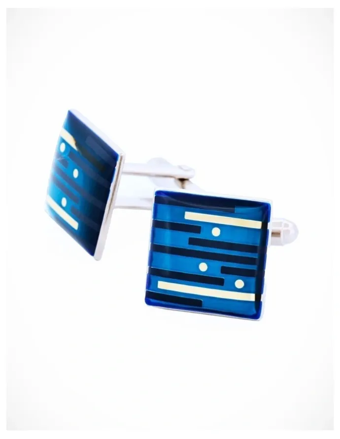 Cudworth Blue and Silver stripe design square