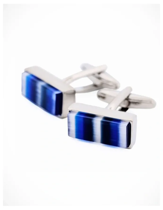 Cudworth Blue Striped Cats Eye Cufflinks