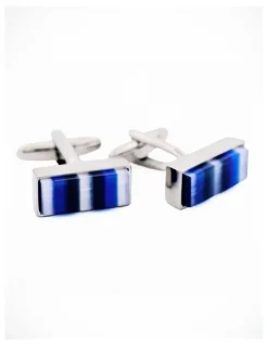 Cudworth Blue Striped Cats Eye Cufflinks