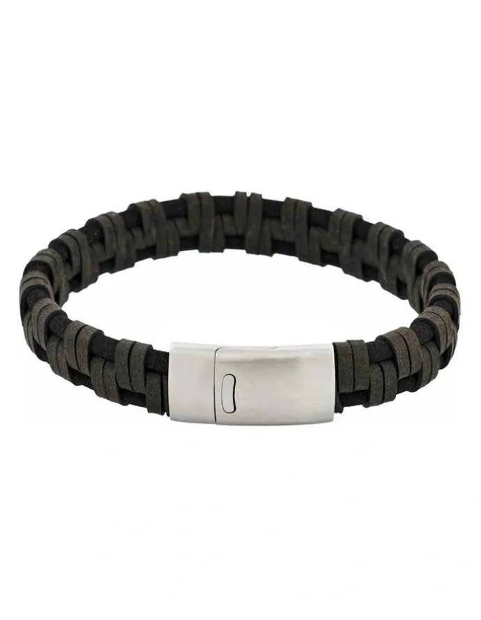 Cudworth Braided Italian Leather Bracelet in Black