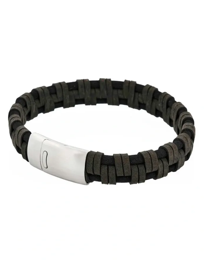 Cudworth Braided Italian Leather Bracelet in Black