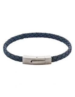 Cudworth Braided Suede & Steel Calabria Bracelet, 21.5cm x 6mm, Ocean