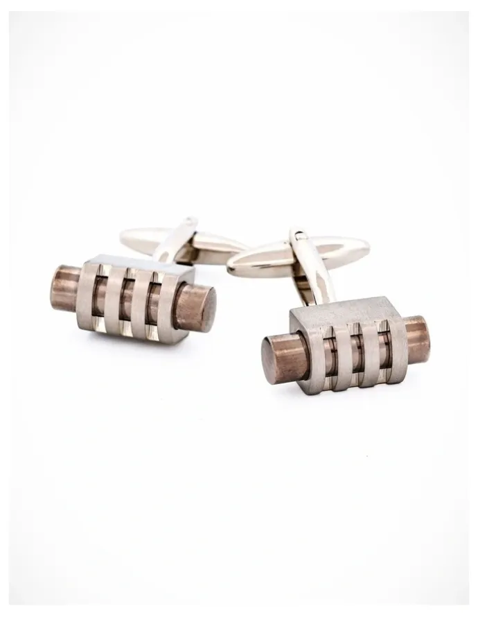 Cudworth Brush Rhodium Gun Metal Cufflinks