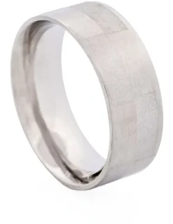 Cudworth Brushed & Frosted Brick Pattern Stainless Steel Ring in Silver