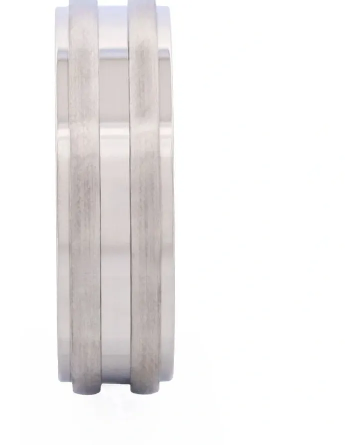 Cudworth Brushed & Polished Centre Stainless Steel Ring in Silver