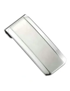 Cudworth Brushed and Polished Curved Face Stainless Steel Money Clip in Silver