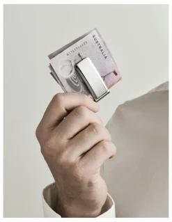 Cudworth Brushed and Polished Curved Face Stainless Steel Money Clip in Silver