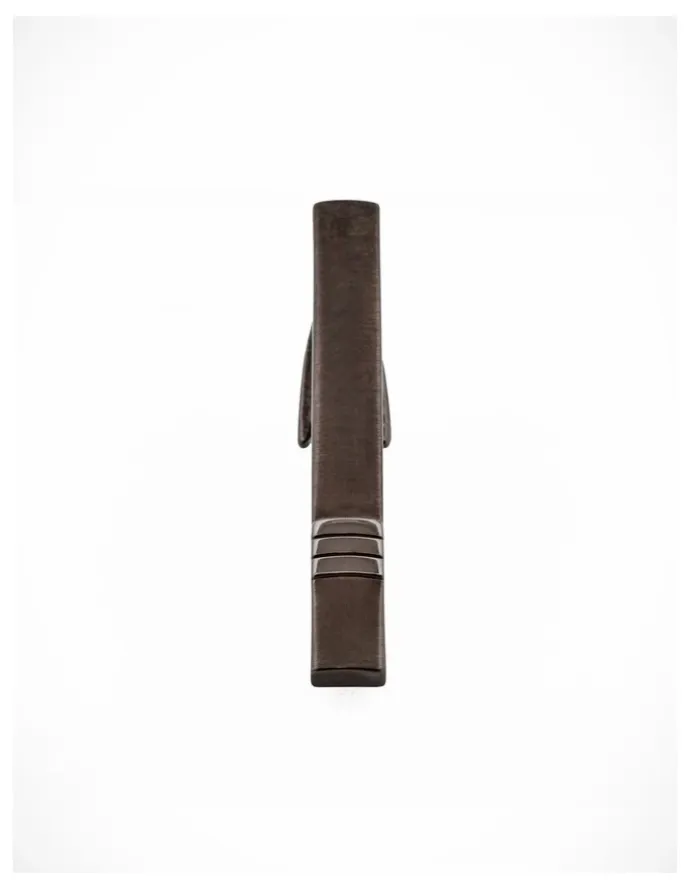 Cudworth Brushed Gun Metal with three strips Tie Clip 51mm