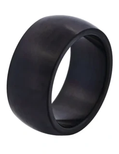 Cudworth Brushed lon Plated Stainless Steel Band Ring in Black