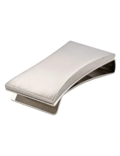 Cudworth Brushed Rhodium Plated Curved Money Clip in Silver