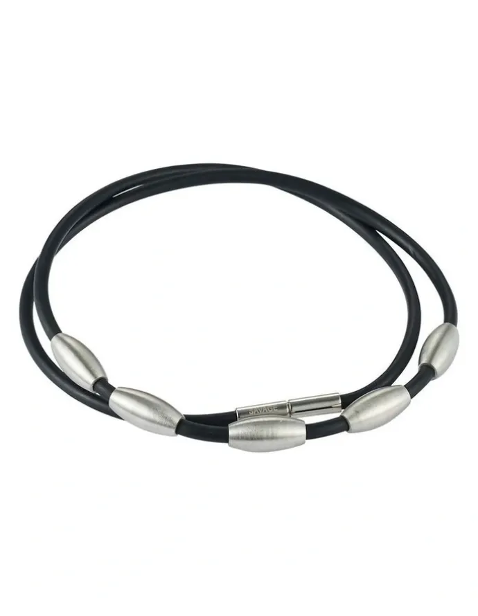 Cudworth Brushed Stainless Steel And Rubber Neckpiece in Silver