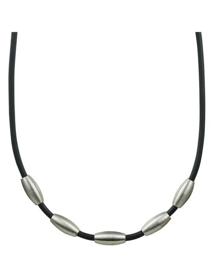 Cudworth Brushed Stainless Steel And Rubber Neckpiece in Silver