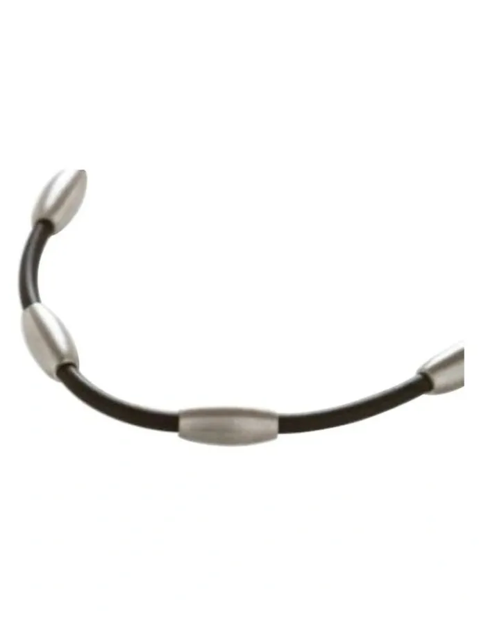 Cudworth Brushed Stainless Steel And Rubber Neckpiece in Silver