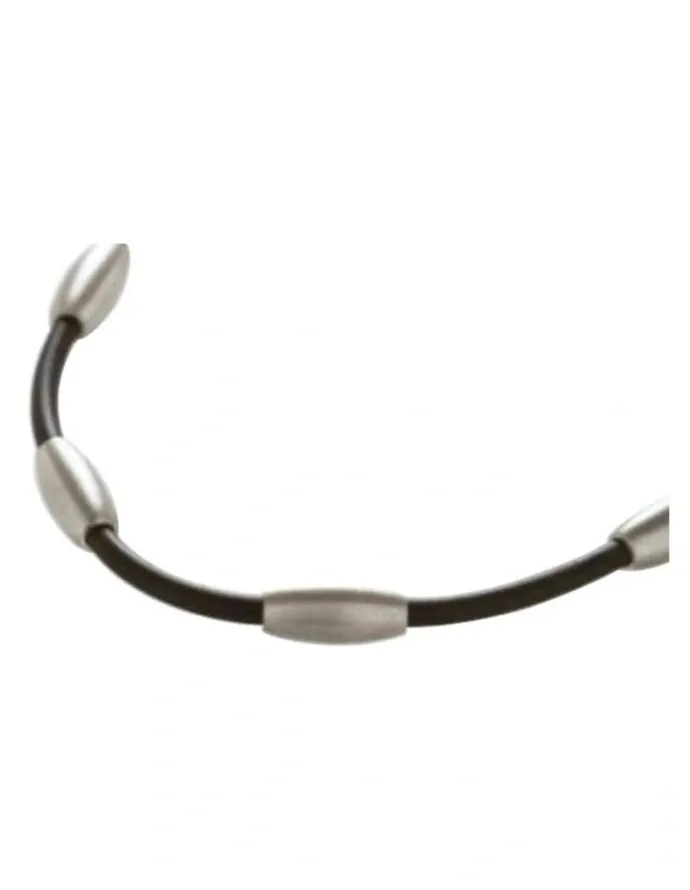 Cudworth Brushed Stainless Steel And Rubber Neckpiece in Silver