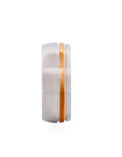 Cudworth Brushed Stainless Steel Ring with Polished Ion Plated Band in Gold