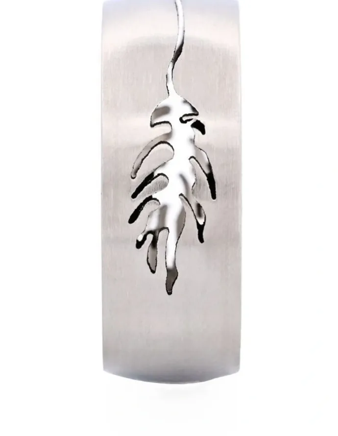 Cudworth Brushed Stainless Steel with Cutout Fish Pattern Ring in Silver