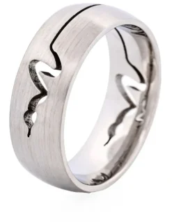 Cudworth Brushed Stainless Steel Ring with Cutout Serpent Pattern in Silver