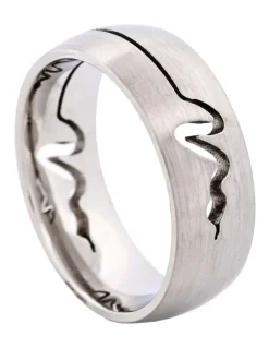 Cudworth Brushed Stainless Steel Ring with Cutout Serpent Pattern in Silver