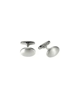 Cudworth Brushed Stainless Steel Oval Cufflinks in Silver