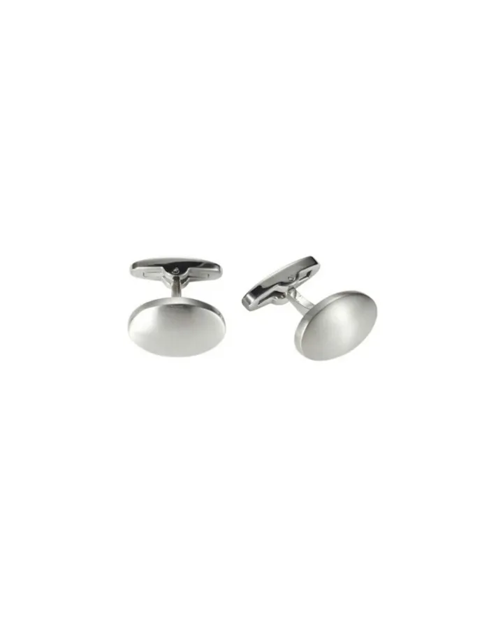 Cudworth Brushed Stainless Steel Oval Cufflinks in Silver