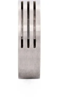 Cudworth Brushed Stainless Steel Ring with Three Cutout lines in Silver