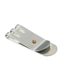 Cudworth Brushed Stainless Steel & Gold Screw Money Clip in Silver