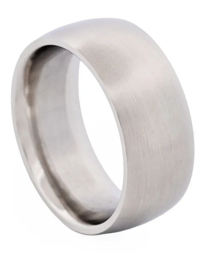 Cudworth Brushed Stainless Steel Band Ring in Silver