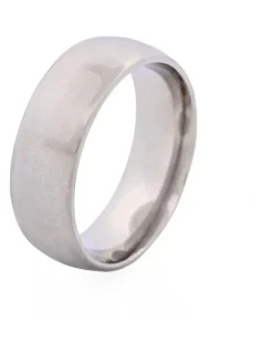 Cudworth Brushed Stainless Steel Ring with Frosted Square Wrap Around Pattern in Silver