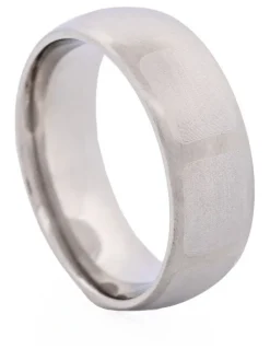 Cudworth Brushed Stainless Steel Ring with Frosted Square Wrap Around Pattern in Silver