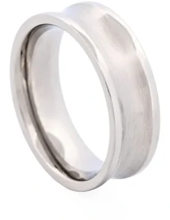 Cudworth Brushed Stainless Steel Concave Band Ring in Silver