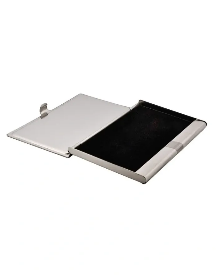 Cudworth Brushed Stainless Steel Wave Pattern Card Case in Silver