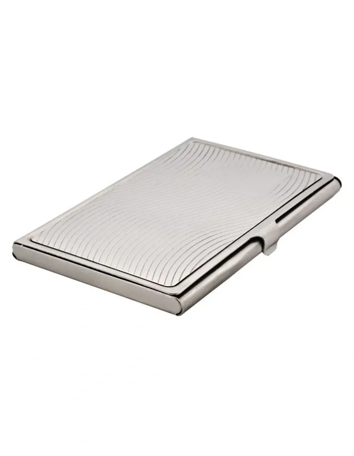Cudworth Brushed Stainless Steel Wave Pattern Card Case in Silver