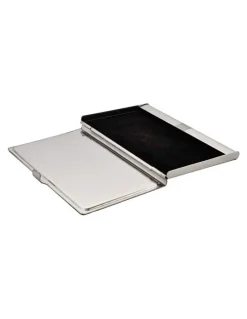 Cudworth Brushed Stainless Steel Wave Pattern Card Case in Silver