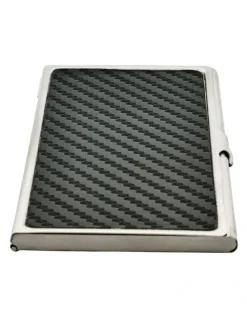 Cudworth Card Case In Stainless Steel with Carbon Fibre Inlay in Black