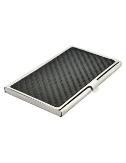 Cudworth Card Case In Stainless Steel with Carbon Fibre Inlay in Black