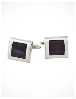 Cudworth Cats Eye Cufflinks in Black