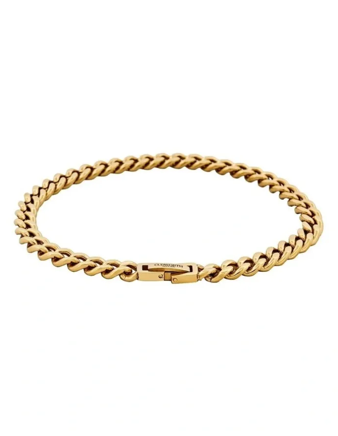 Cudworth Classic Cuban Link Bracelet Ion Plated Gold (215 x 6mm)