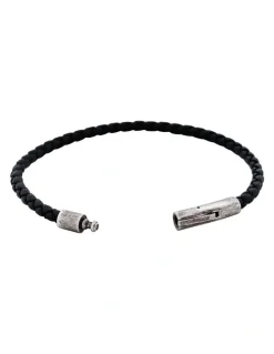Cudworth Cudworth MAGRO Leather 3mm with stainless steel clasp bracelet 21.5MM - NERO