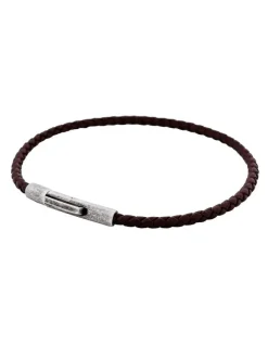 Cudworth Cudworth MAGRO Leather 3mm with stainless steel clasp bracelet 21.5MM - CIOCCOLATO
