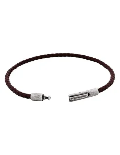 Cudworth Cudworth MAGRO Leather 3mm with stainless steel clasp bracelet 21.5MM - CIOCCOLATO